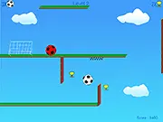 Gameplay screenshot of the Click Goal online game showing a small ball bouncing over deadly spikes towards a goal marker.