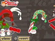 Candy Cane Designer free online game, customizing holiday candy cane with toppings, festive dress-up and design game