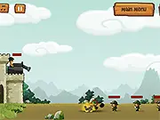 Private Hardman online game screenshot, a soldier defending a base from enemy infiltrators while collecting ammo, free arcade shooter on PlayArcadeHub
