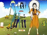 Native American Folk Fashion free online dress up game, girl choosing traditional outfit for ceremony, cultural fashion game