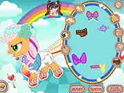 Rainbow Power Applejack Dress Up game screenshot, the friendly unicorn pony with a magical rainbow hairstyle, free online dress up and styling game
