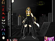 A girl dressed in a unique, custom Batman superhero costume in the free online fashion game Girl Batman Dress Up