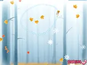 Little Snow Pixie game screenshot of the fairy creating snow from leaves