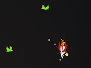 Skyflower online game screenshot, firework moving up through the sky, avoiding floating obstacles