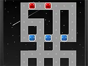 Gameplay screenshot of The Quiet Night showing a grid with several simple colored blocks that must be lined up and matched to solve the puzzle.