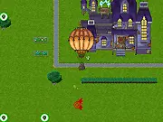 Mad Scientist Defence game screenshot, airship balloon defending a base from many unique monsters, free online defense game
