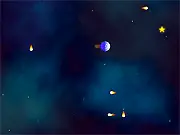 Super Stars free online game screenshot, character dodging fireballs while grabbing stars, high-score arcade challenge