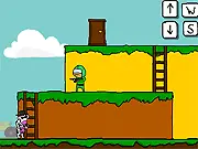 Udder Cover free online stealth puzzle game screenshot showing a character disguised as a cow sneaking past patrolling soldiers