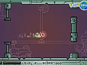 Crazy Tracker online game screenshot showing a gear being guided through a narrow, winding mechanical course with hazards