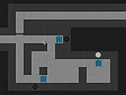 Screenshot of Lab Lights online puzzle game with blue nodes and dark circles