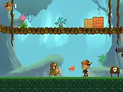 Viking Boss Fighter free online action game screenshot showing a Viking with a fireball against a monster