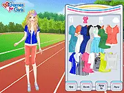 Hannah's Sports Meeting free online dress-up game screenshot showing stylish sportswear