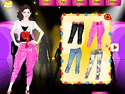 Night Party Dressup online game screenshot showing a girl in an elegant evening gown with various party accessories and makeup options