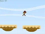 Jump The Sky endless runner game screenshot showing a character jumping across platforms in the sky with a timer displayed on the screen