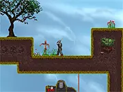 Dark, fiery scene from Ignis Mortis showing the main character fighting a shadowy enemy in a crumbling dungeon