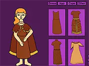 Etruscan Dress Up game screen showing an ancient Etruscan lady model wearing historical robes, a free online fashion game.