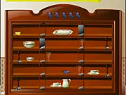 The Rat and Cheese game screenshot showing a small rat dodging sharp, moving blades and spinning spoons to reach a piece of cheese