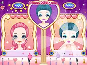 Make up Contest free online game screenshot showing a model receiving makeup application in a high-pressure competition setting against a rival artist