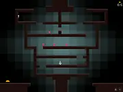 Robot Taco Taco free online action-puzzler game screenshot showing a robot trying to reach a taco using lasers and flying heads within a complicated level design