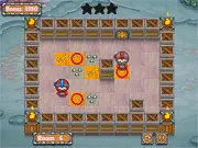 Geminate Ninja free online puzzle game screenshot with two ninjas collecting shurikens and stepping on synchronized keys