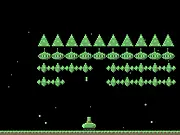 Alien Approach online game screen, pixel art tank shooting aliens, free retro arcade shooter