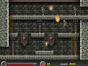 Castlevania Flash free online game screenshot showing a vampire hunter fighting a monster in a castle