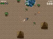 Pod Fighter game screenshot, top-down view of a spacecraft shooting enemies, free online arcade shooter