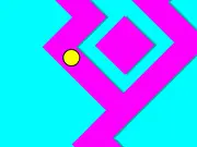 Turn Now abstract arcade game screenshot showing a ball navigating a narrow, twisting path bordered by lines; Play Turn Now free mouse-skill game