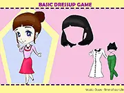 Basic Chibi Dressup online game screenshot, customizing a chibi character, selecting clothes and hairstyles, free dress up game