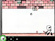Hitting Stuff at a Building game screen showing debris flying towards a tall, unstable block building structure.