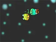 Fizzies Demo game screenshot showing two cartoon fairy characters collecting small glowing twinkles on a mystical background.