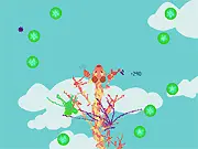 The magical, growing 'Firetree' creature glowing with lights and firework effects in the relaxing online game A Firetree Tale