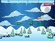Rider Santa free online game screenshot, Santa flying and shooting stars, Christmas themed arcade shooter