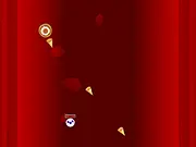 Screenshot of the free online game Bullet Cell showing a small circular player vehicle shooting at various larger circular cell enemies in a dark, microscopic environment.