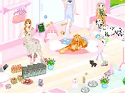 Pet Room Maker free online design game on PlayArcadeHub, showing a colorful pet-themed room.