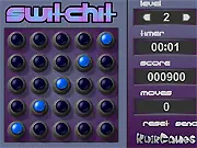 Switchit free online logic puzzle game screenshot with blue buttons