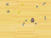 American Retro Ninja free online game, arcade action fighter, ninja dodging stars and collecting gold coins