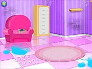 Gameplay of Girly Interior Home Deco free online game showing a clean, well-decorated room