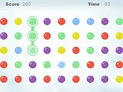 Screenshot of the free online game Color Beans showing a grid full of red, blue, and green colored bean shapes in a matching puzzle format.