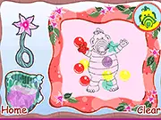 Bubble Paint free online art and coloring game screenshot, showing colorful bubbles and an uncolored drawing