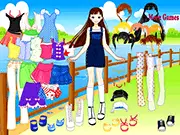Sandra Dressup game screen, showing Sandra in a stylish new outfit and hairstyle, representing a free online fashion makeover and dress-up game on PlayArcadeHub
