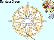 Mandala Dream online game screenshot - A partially colored, intricate mandala design with bright, customized colors.
