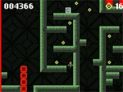Running Man 2 free online endless runner game screenshot showing the character leaping over a lava pit and an enemy