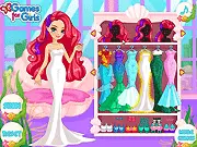 Meeshell's Mermaid Dress Up free online game screenshot showing Meeshell Mermaid doll in a beautiful, glittering gown