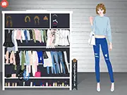 Anything But Blue Dress Up online game – help the lady create stylish outfits with a touch of blue