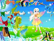 Fairly Wings Dress Up game online, a cute fairy character wearing a sparkling dress and magical wings