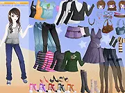 Screenshot of Sunshine Collection dress-up game, model wearing a fancy dress, play free online fashion game