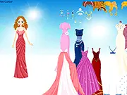 Chloe Gown Dress Up free online game image, model wearing elegant gown, fashion stylist game for girls
