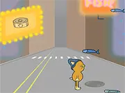 Cat Snack! free online game screenshot, solving a physics puzzle to deliver snacks to a cartoon cat, play arcade puzzle game