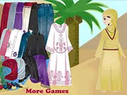 A beautiful virtual representation of a Palestinian woman wearing an elaborately embroidered Thobe (traditional dress) with a patterned headscarf and silver jewelry.